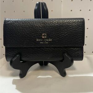 Kate Spade Black New York Gold Logo Pebble Leather wallet